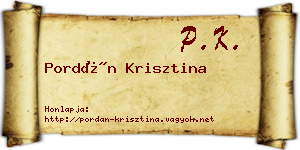Pordán Krisztina névjegykártya